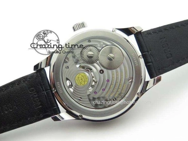 MIROTIME 0225 UrbanStyle Portuguese Tourbillon Power Reserve Moonphase SS White Dial On Black Leather Strap 7318